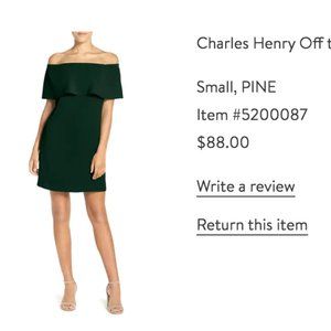 Forest Green Charles Henry Off the Shoulder Dress